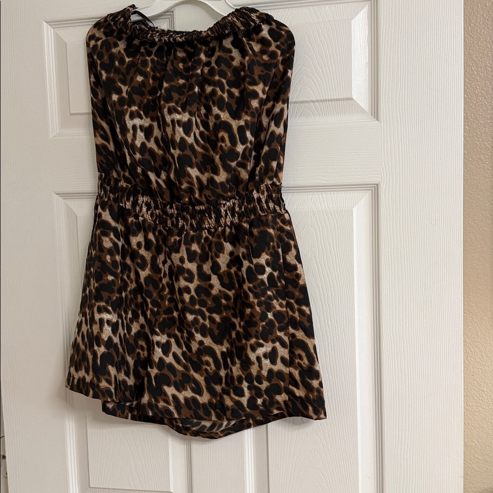 Speed Control Leopard Print Strapless Romper - Br… - image 5